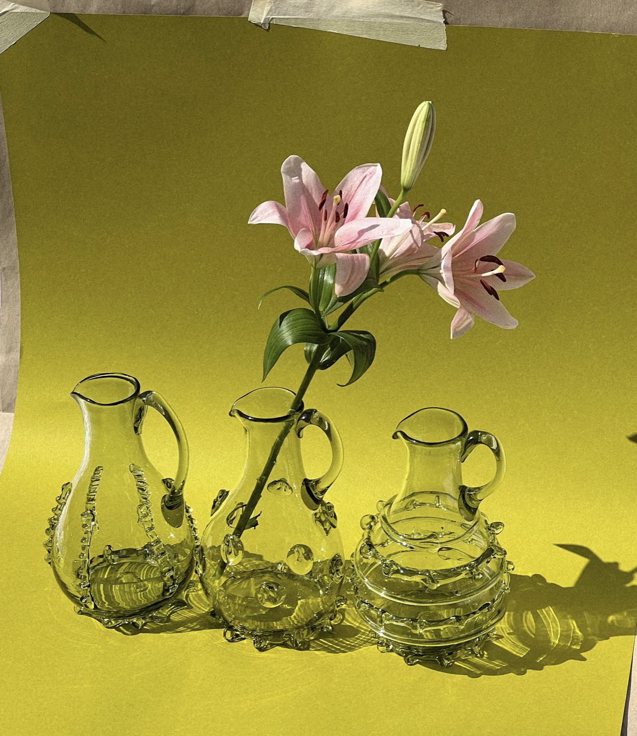 Mouthblown carafe with ornaments
