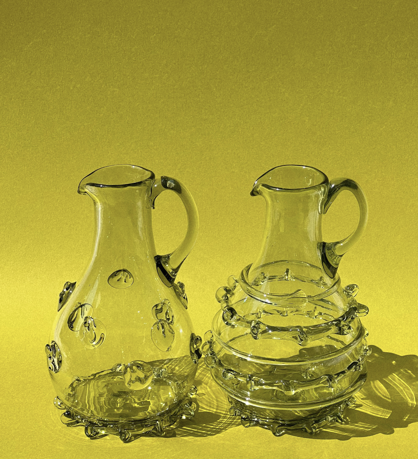 Mouthblown carafe with ornaments