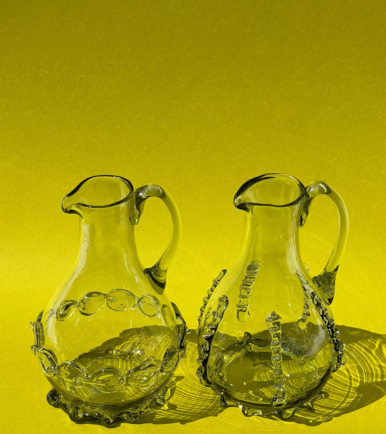 Mouthblown carafe with ornaments