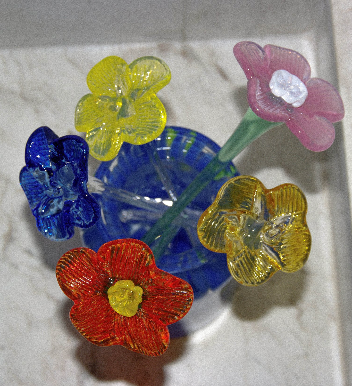 Mouthblown crystal flower bouquet
