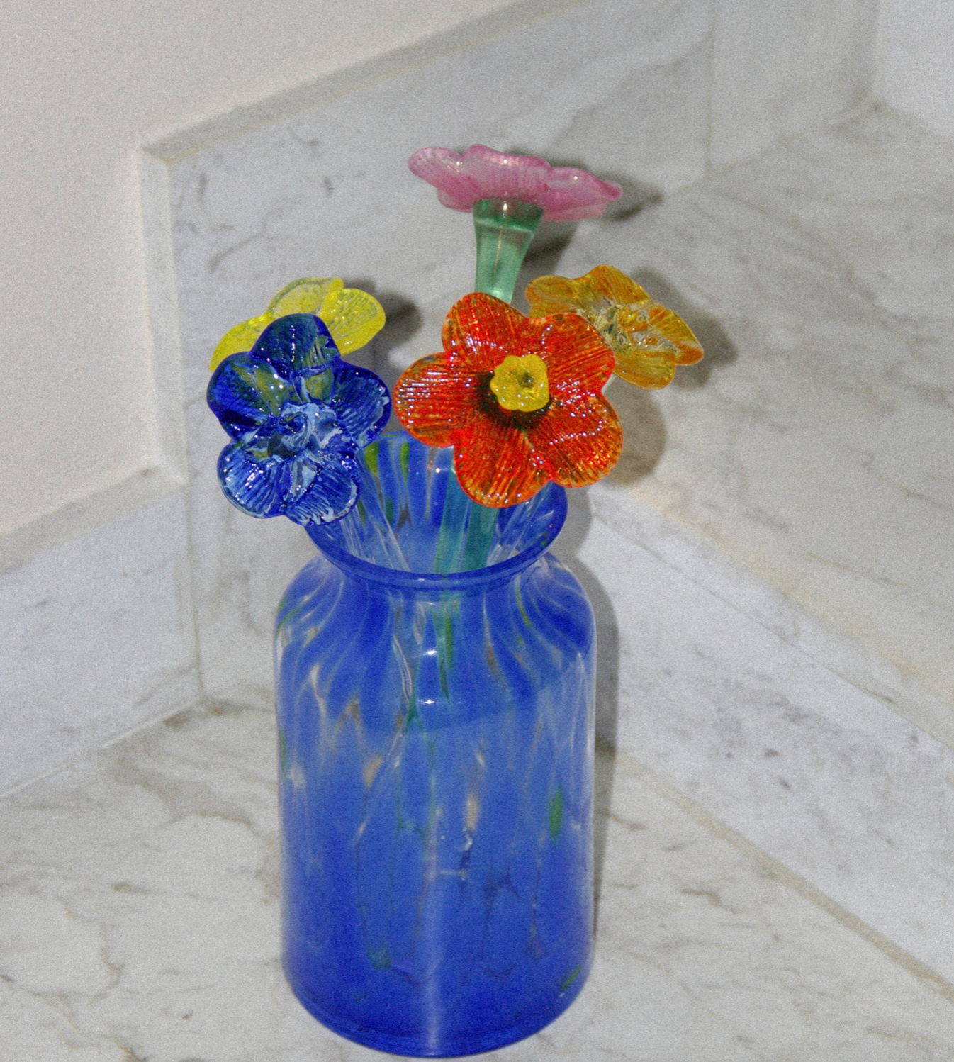 Mouthblown crystal flower bouquet