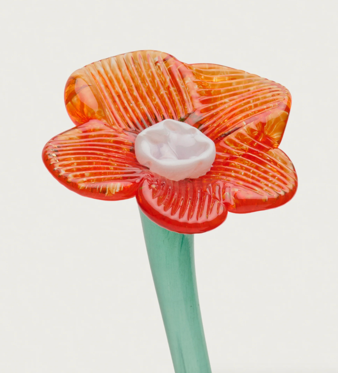 Mouthblown crystal glass flower - large