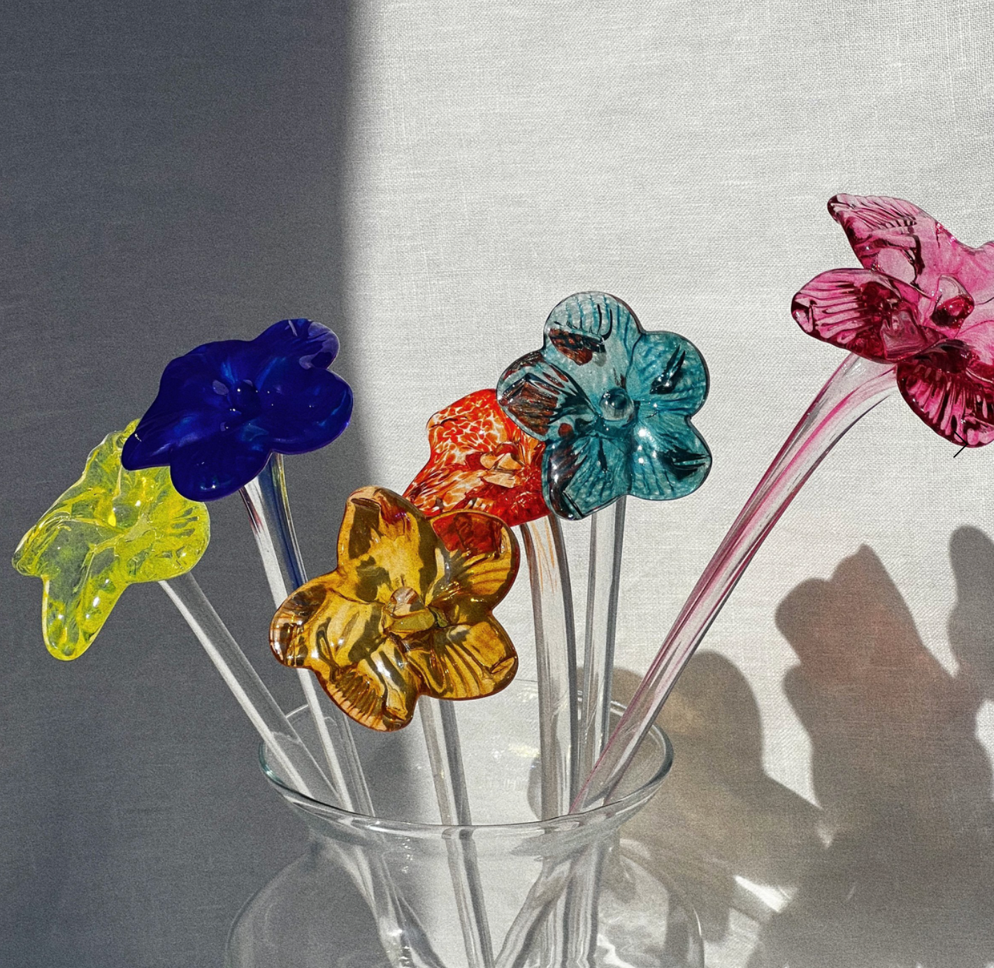 Mouthblown crystal glass flower - small