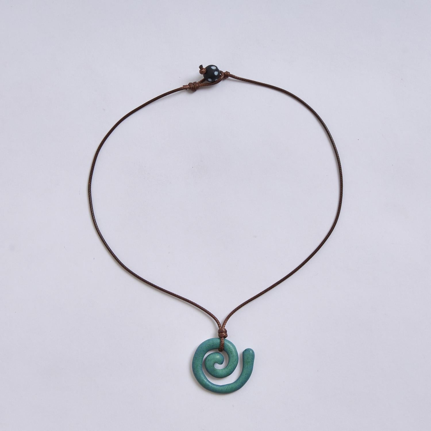 Spiral Line Necklace (Lagoon Blue)